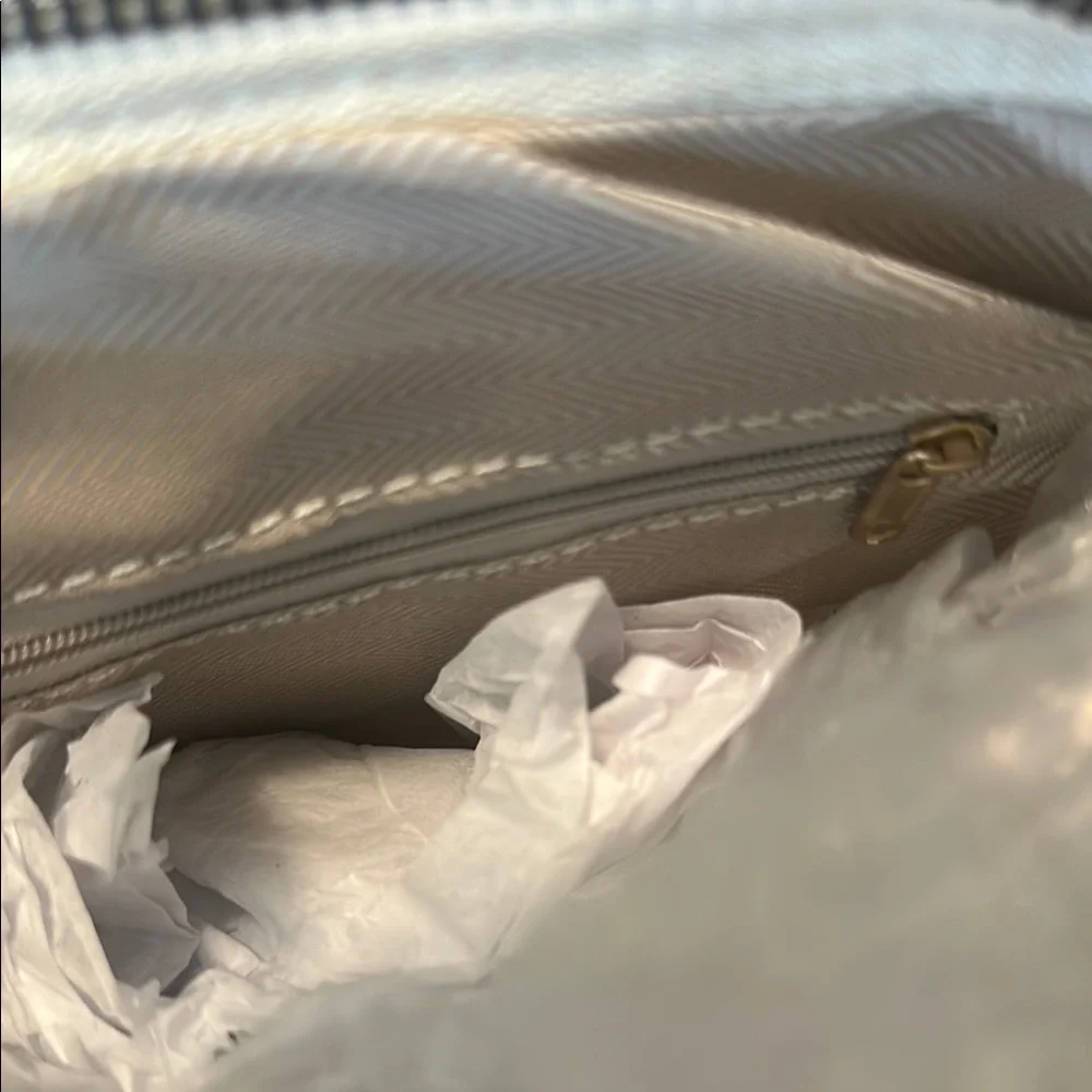 Cream Woven Handbag with Beauty Products